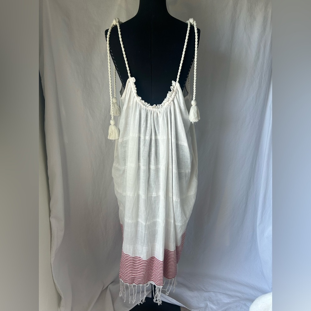 Ulla Johnson Adira Fringe-Hem Shoulder-Tie Coverup Dress Size XL Cotton handmade - Picture 10 of 13